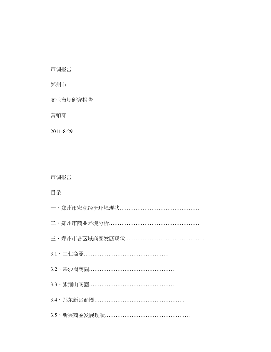 郑州商业调研报告图文_第1页