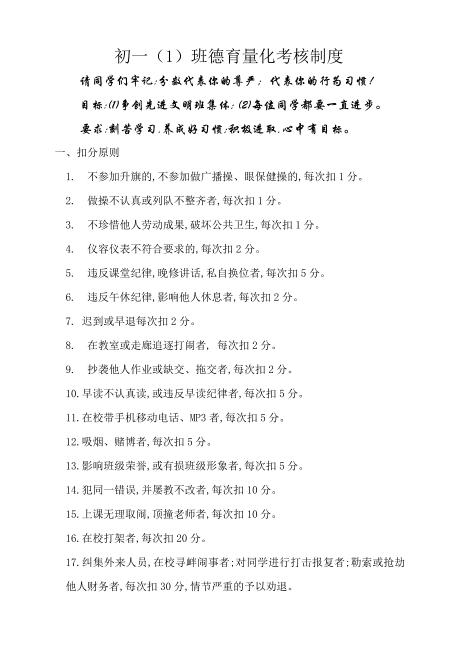 初一4班德育量化考核方案_第1页