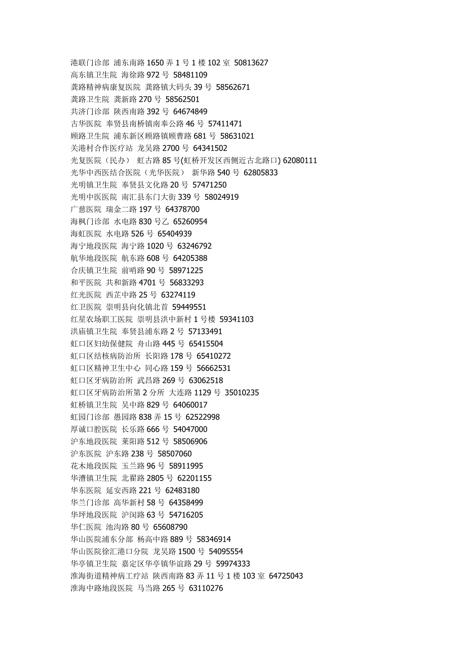 上海医院地址及电话_第3页