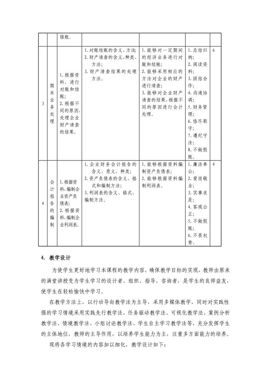 《会计基础》课程标准(共17页)_第5页