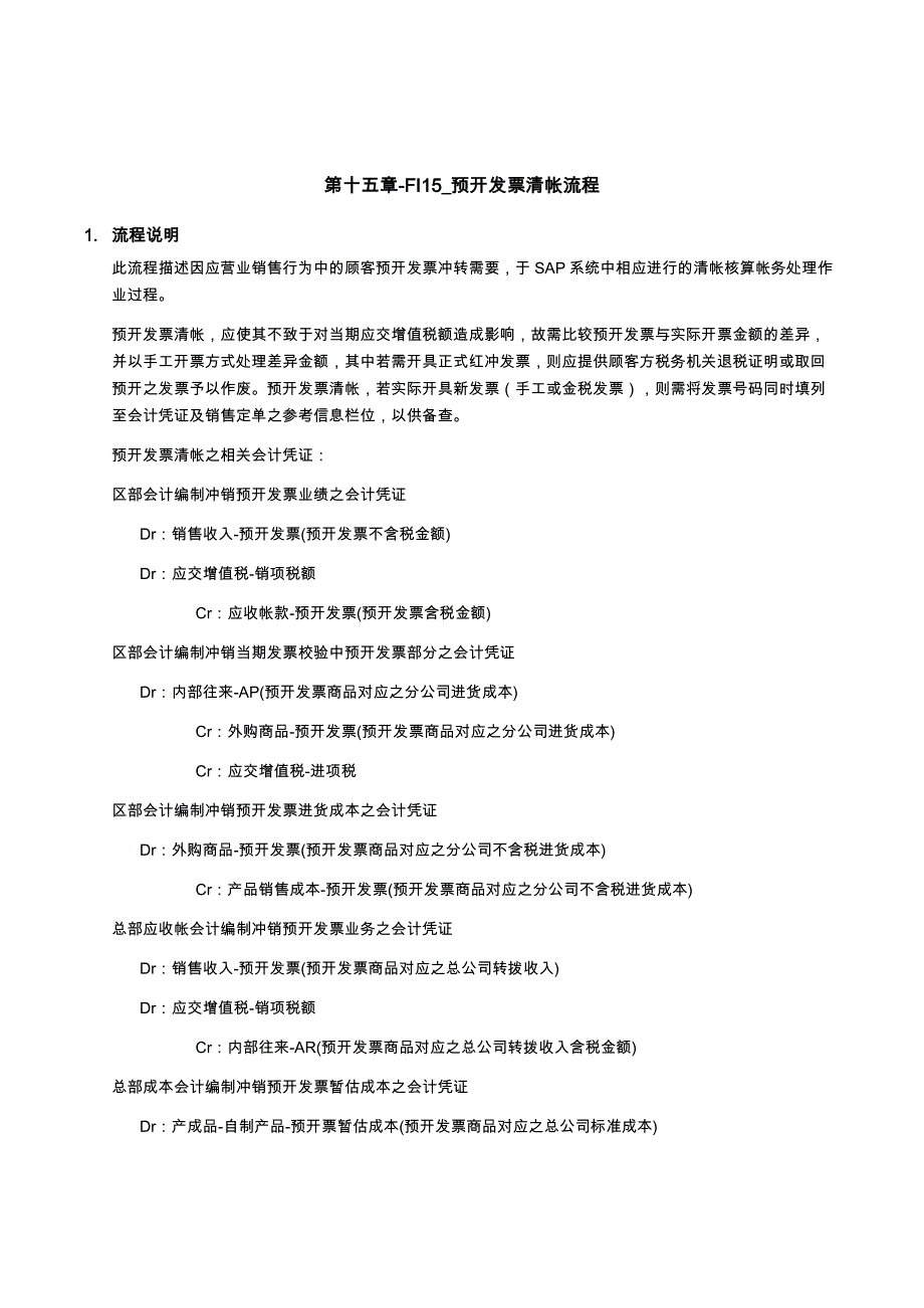 公司SAP实施专案之预开发票清帐流程(doc 23页)_第1页