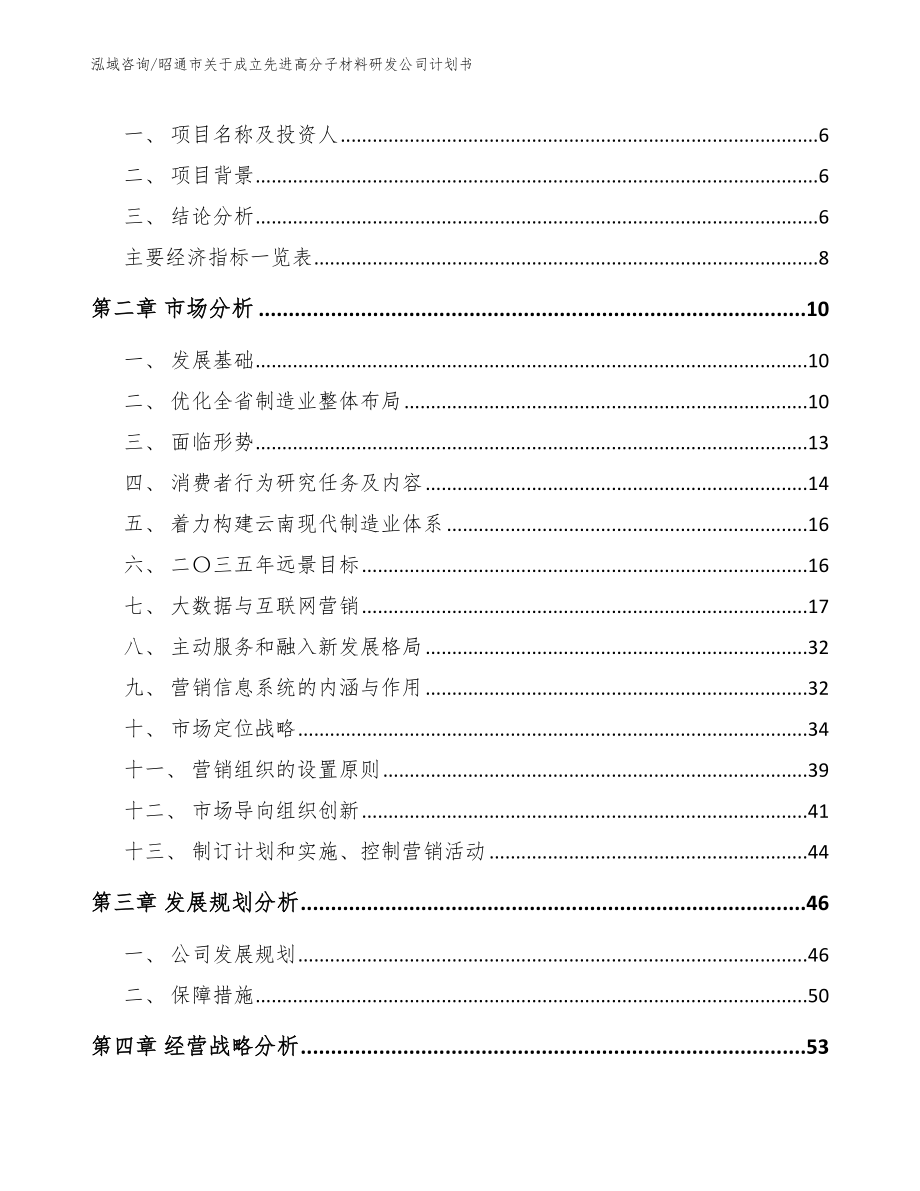 昭通市关于成立先进高分子材料研发公司计划书【参考模板】_第2页