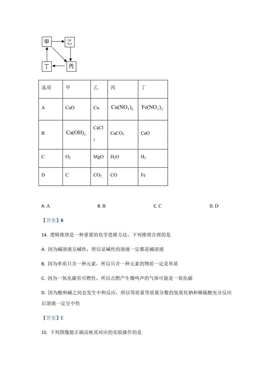 2021年天津市部分区中考一模化学试卷_第5页