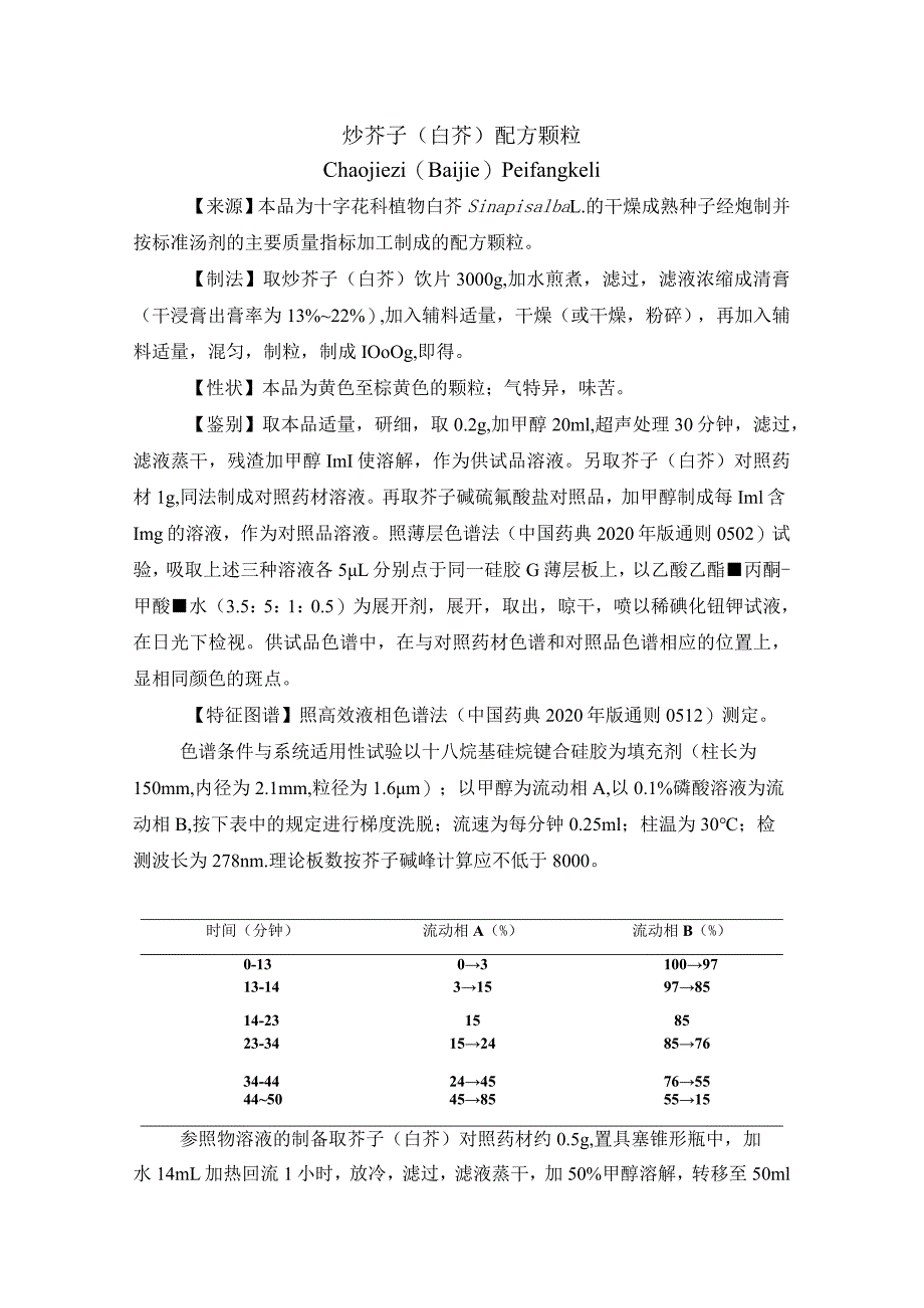 黑龙江省中药炒芥子（白芥）配方颗粒_第1页