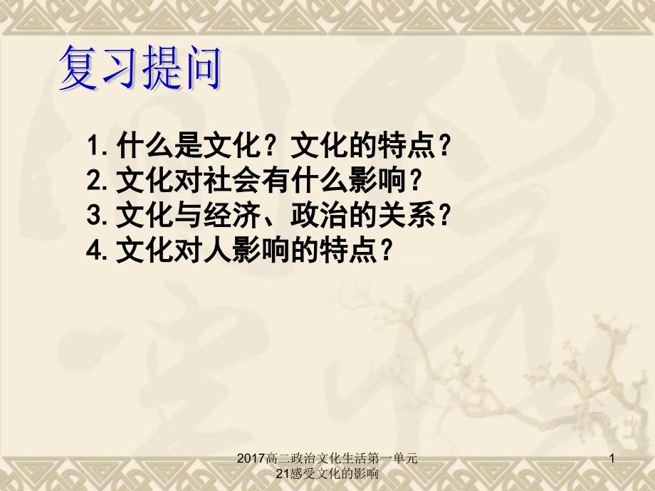 高二政治文化生活第一单元21感受文化的影响课件_第1页