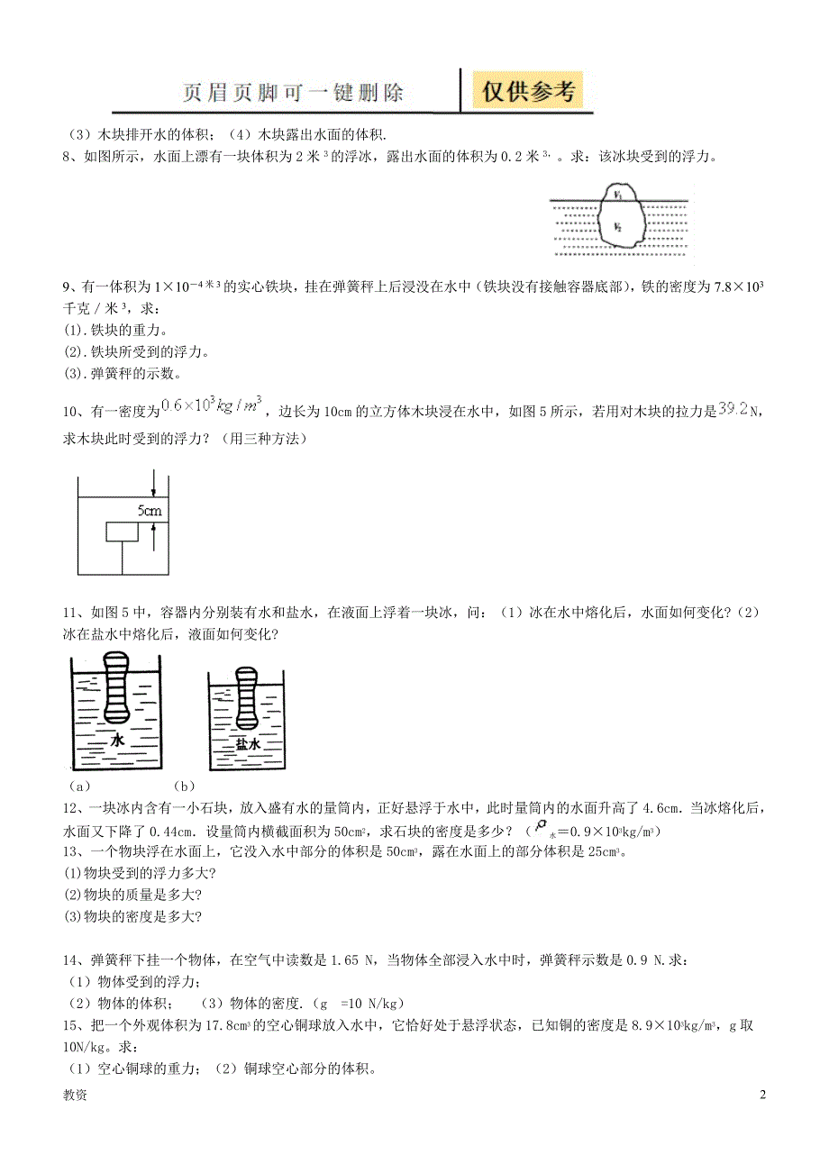 八年级物理浮力计算题(含答案)[基础教资]_第2页