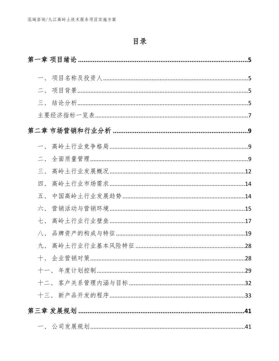 九江高岭土技术服务项目实施方案【模板范文】_第1页