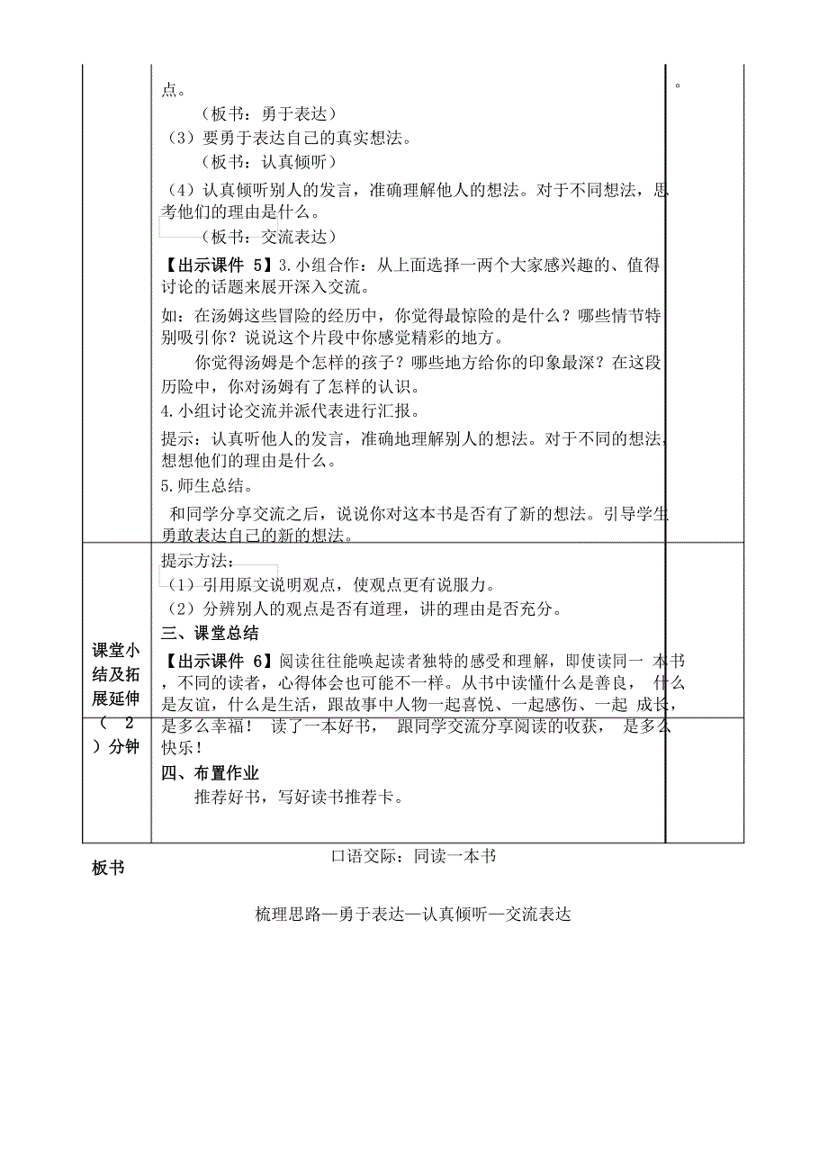 最新部编版六年级语文下册(精华版)口语交际：同读一本书教案_第3页