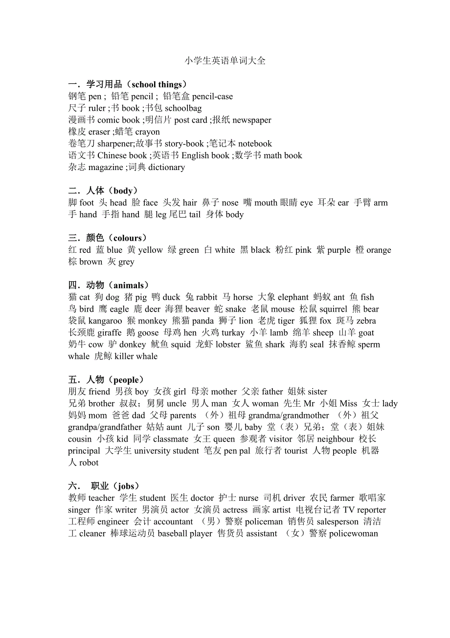 小学生英语单词大全.doc_第1页