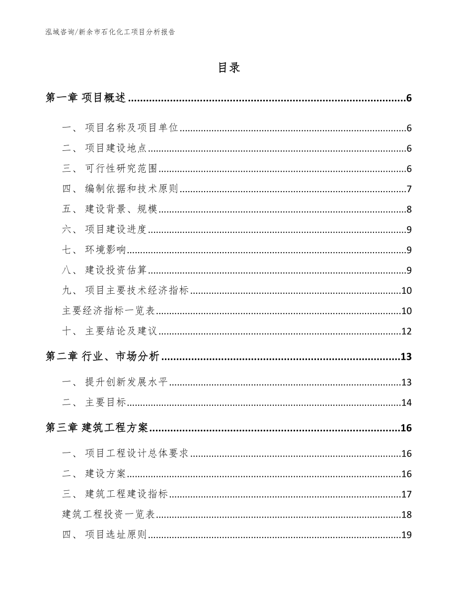 新余市石化化工项目分析报告（范文参考）_第1页