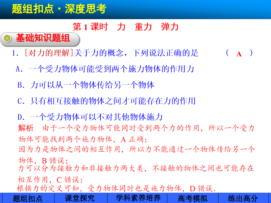 步步高大一轮复习(人教版)第二章第1课时力重力弹力_第2页