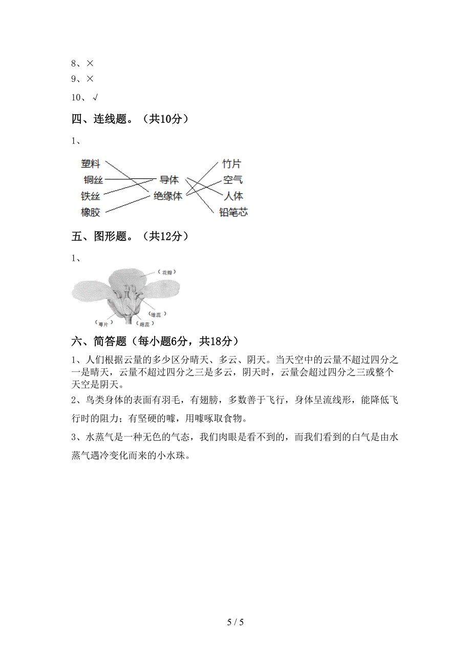 湘教版四年级科学上册期中试卷【附答案】.doc_第5页