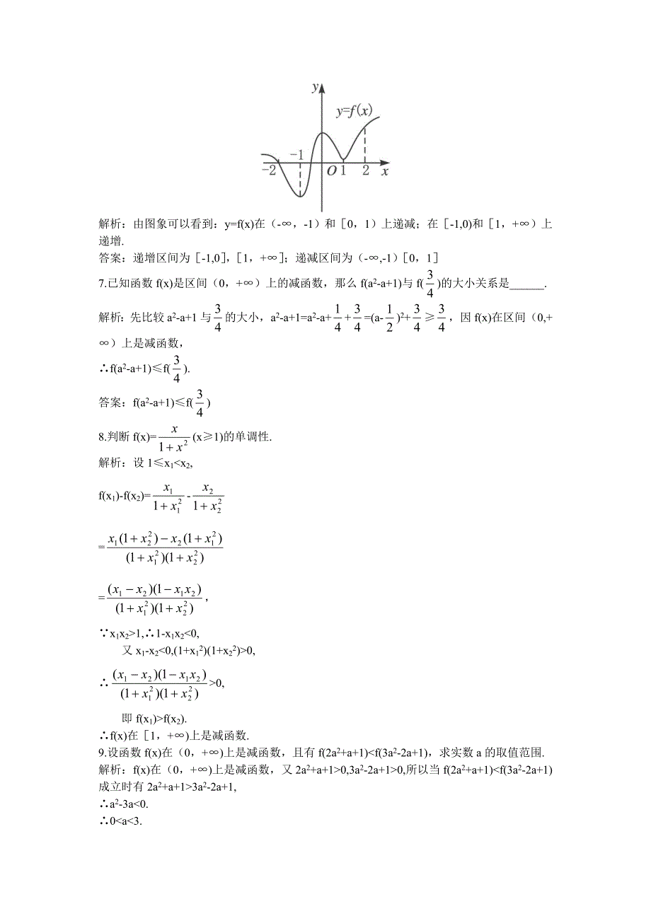 高一数学苏教版必修1课后导练：2.2.1函数的单调性 Word版含解析_第2页