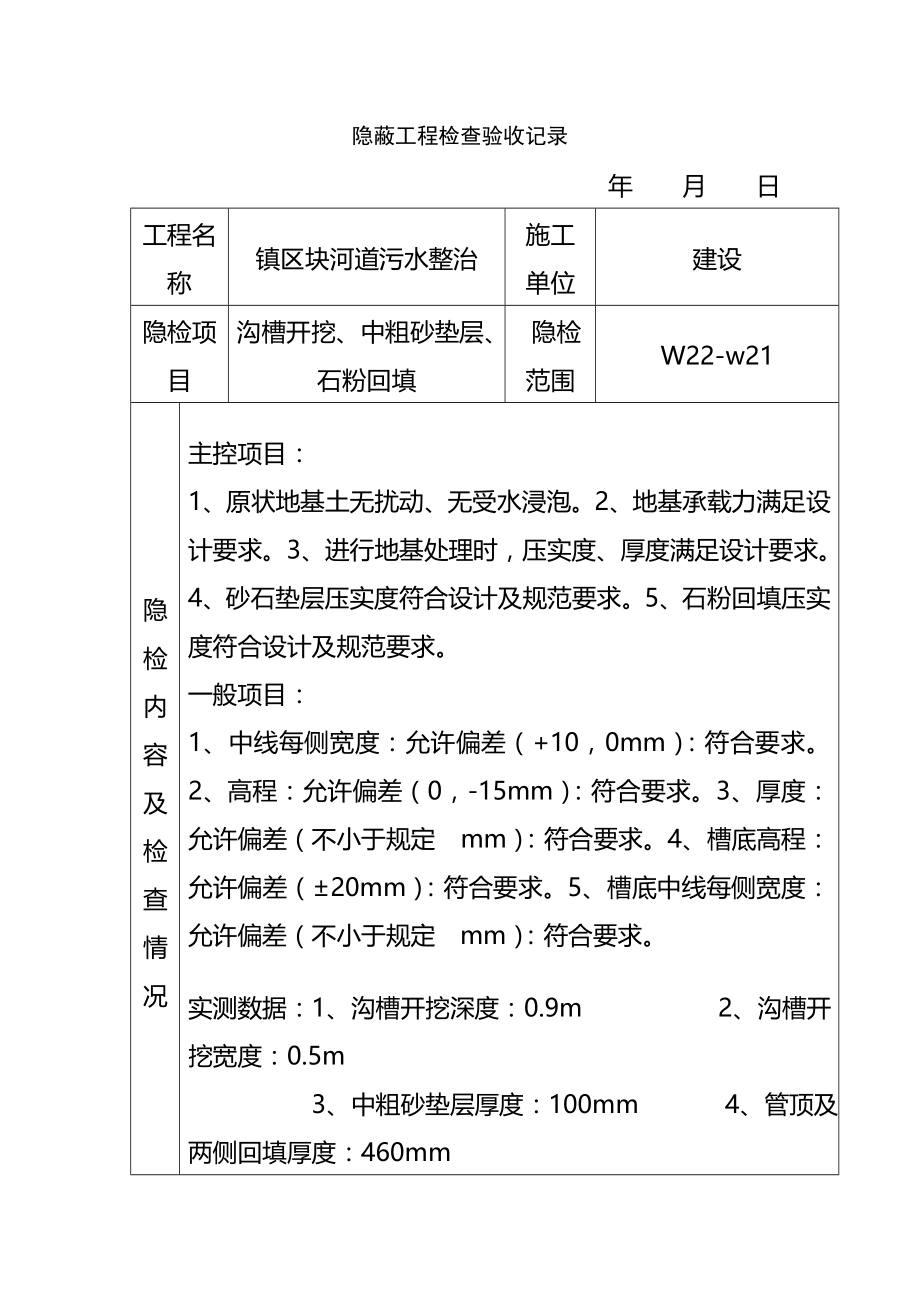 河道污水整治隐蔽工程检查验收记录(完整版)资料_第2页