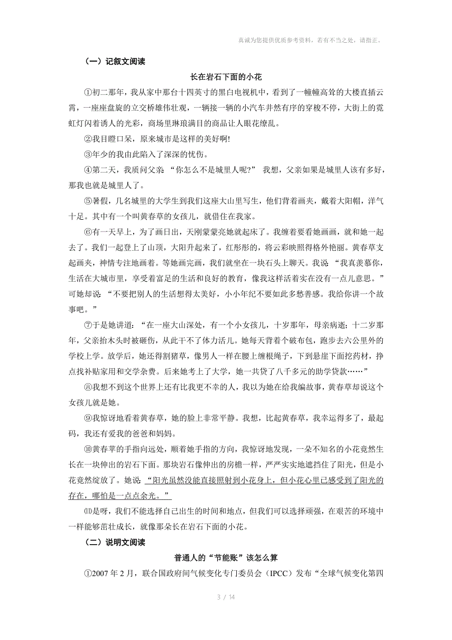 九年级语文测验试卷_第3页