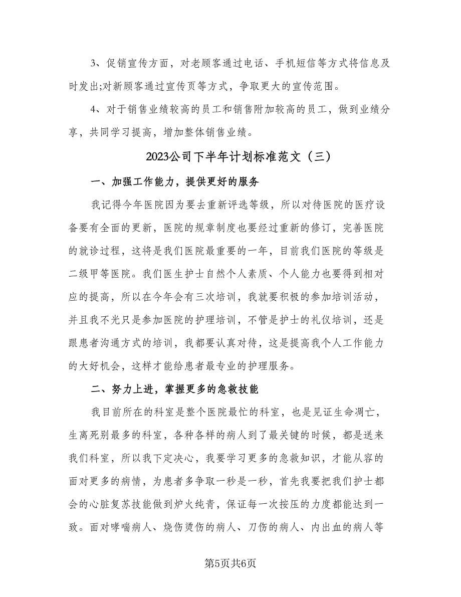 2023公司下半年计划标准范文（三篇）.doc_第5页