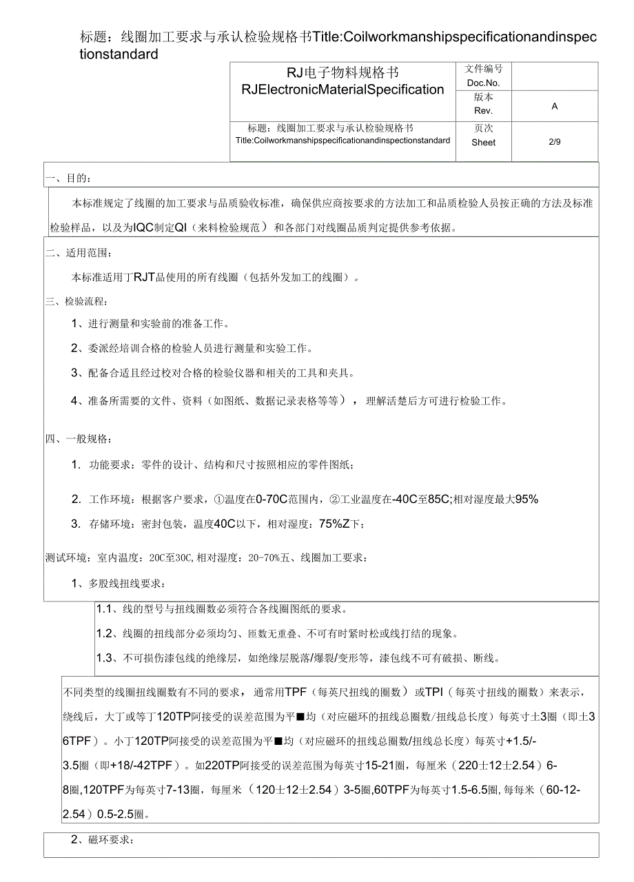 线圈加工要求与承认检验规格书_第1页
