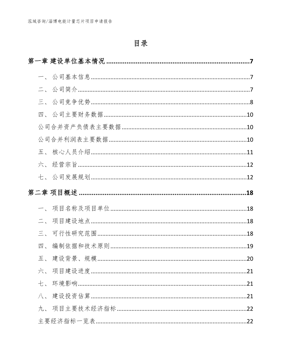 淄博电能计量芯片项目申请报告_第1页