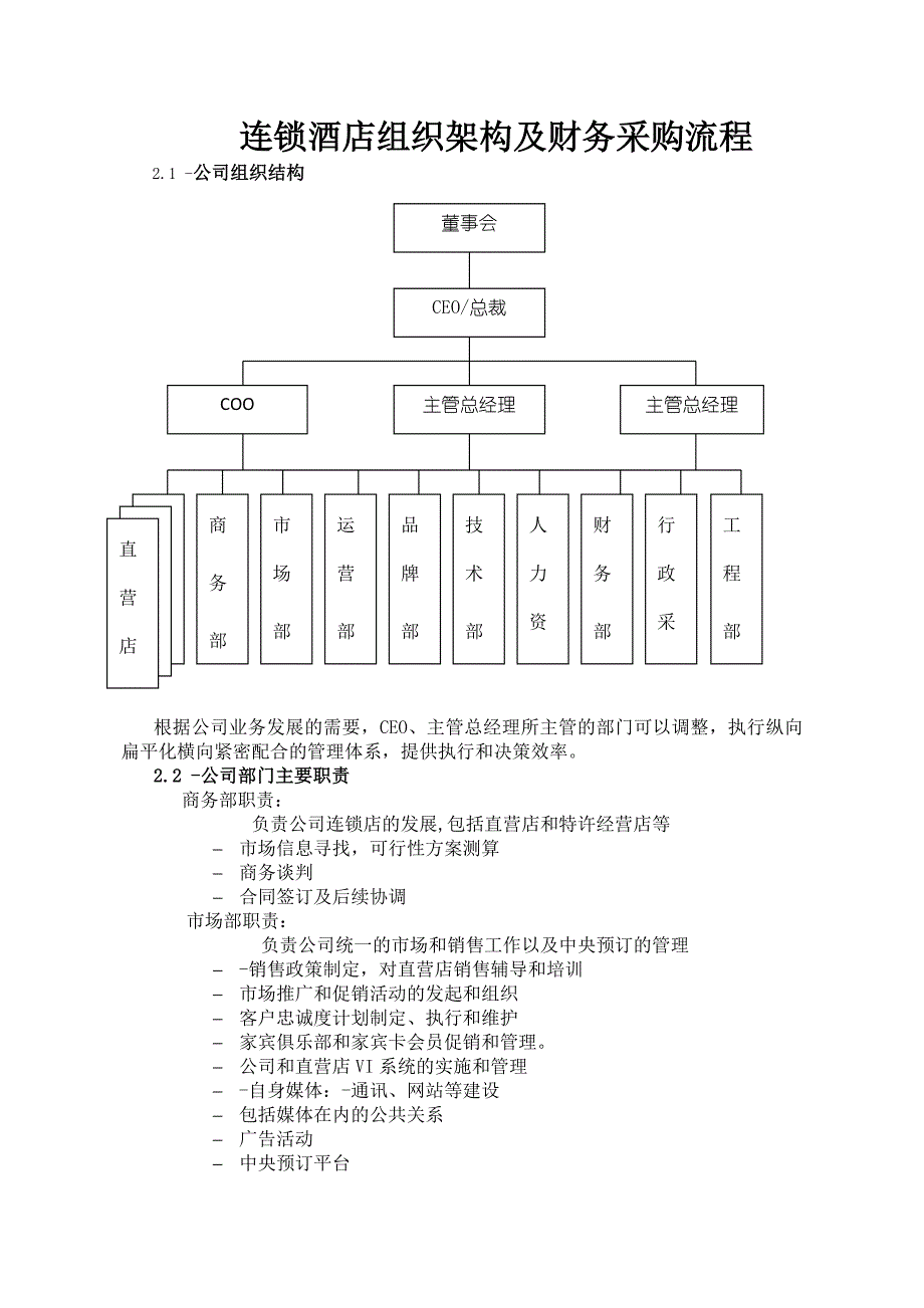 连锁酒店组织架构及财务采购流程.docx_第1页