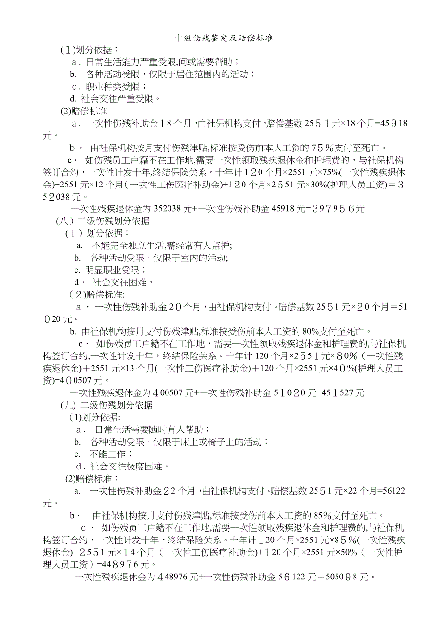 十级伤残鉴定及赔偿标准_第3页