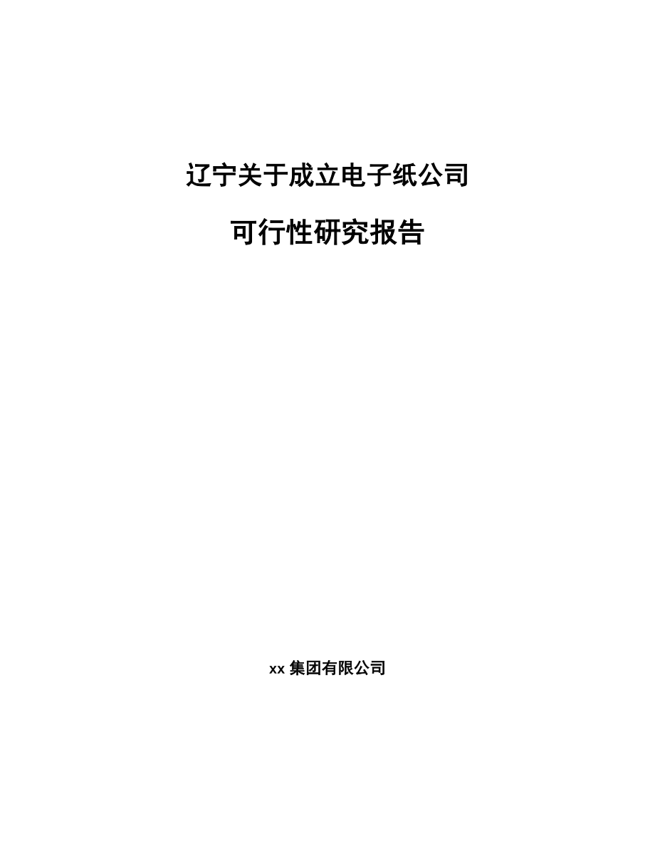 辽宁关于成立电子纸公司可行性研究报告参考模板_第1页