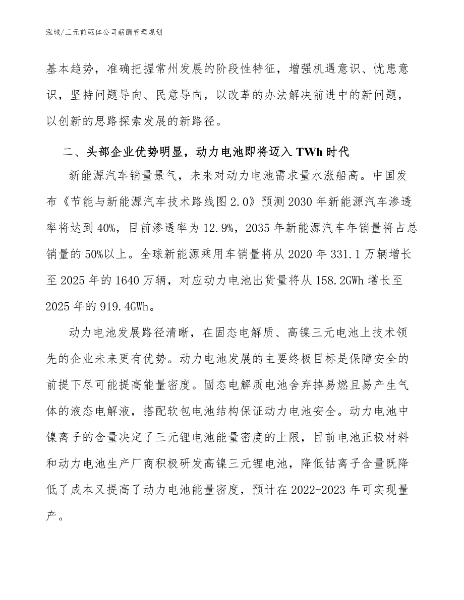 三元前驱体公司薪酬管理规划_范文_第4页