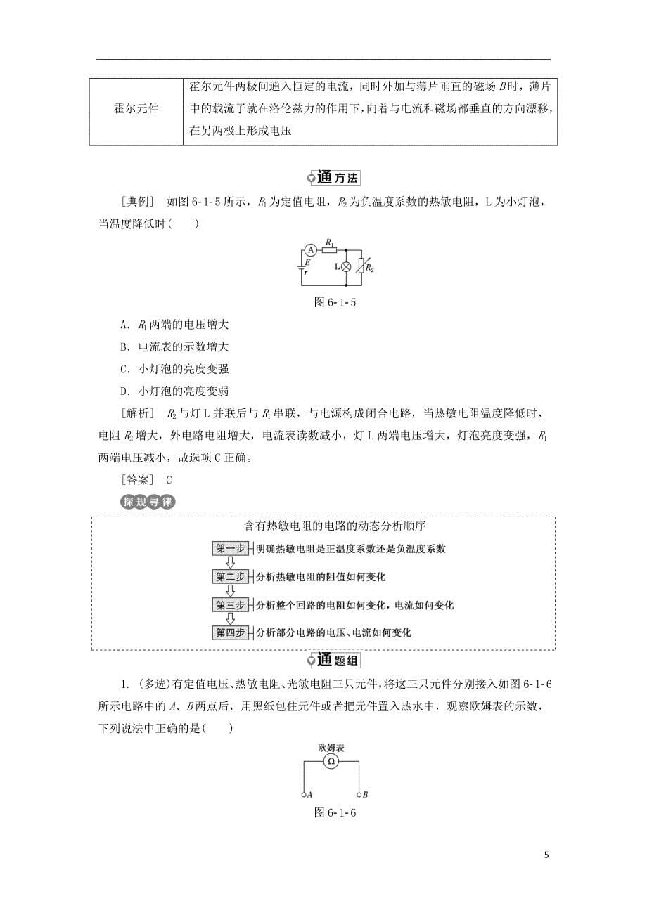 2017-2018学年高中物理 第六章 传感器 第1节 传感器及其工作原理教学案 新人教版选修3-2_第5页