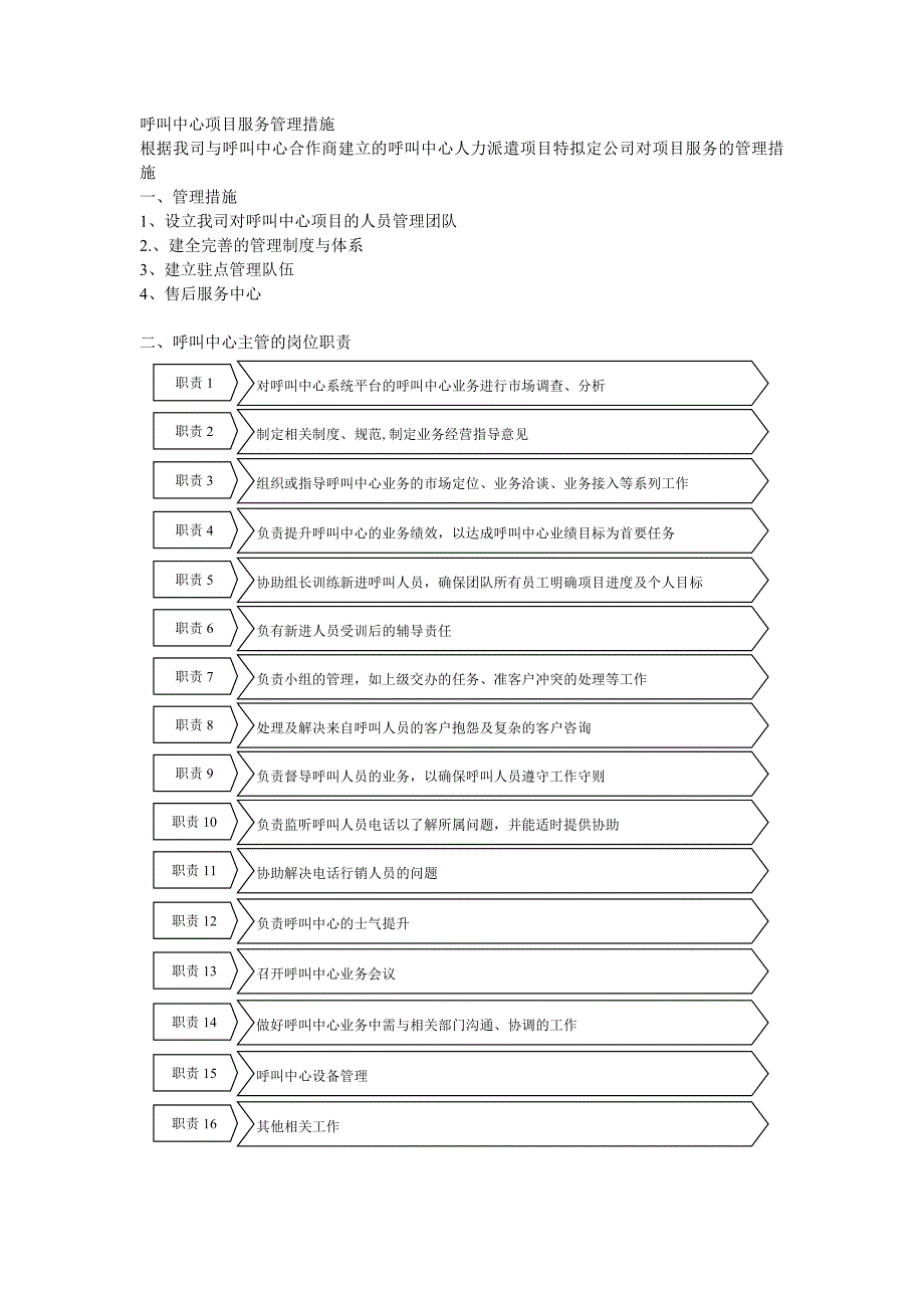 呼叫中心管理服务措施文档_第1页