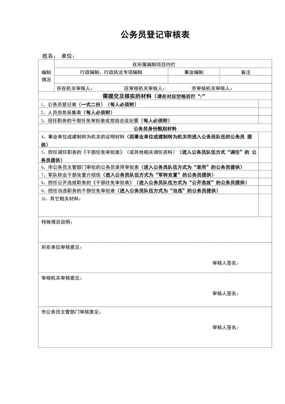 公务员登记审核表_第1页