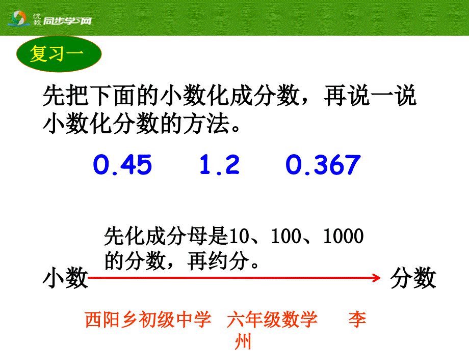 西阳乡初级中学六年级数学李州_第1页