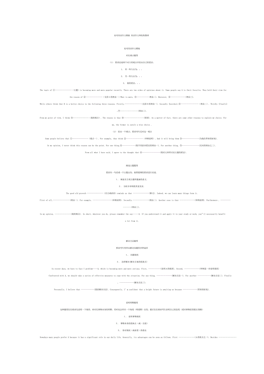 高考英语作文模板英语作文网收集整理.doc_第1页