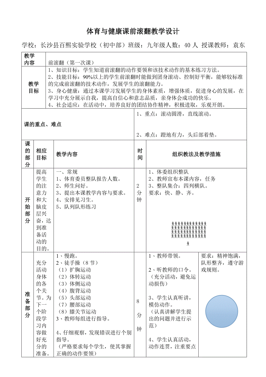 体育与健康课前滚翻教学设计_第1页