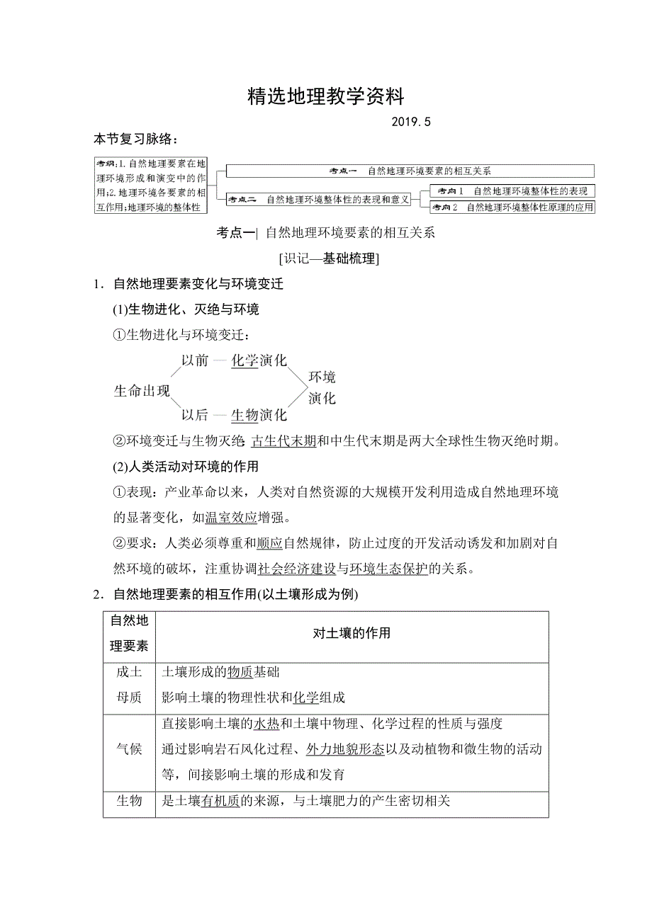 【精选】【湘教版】高三一轮讲练：第11讲自然地理要素变化与环境变迁_第1页