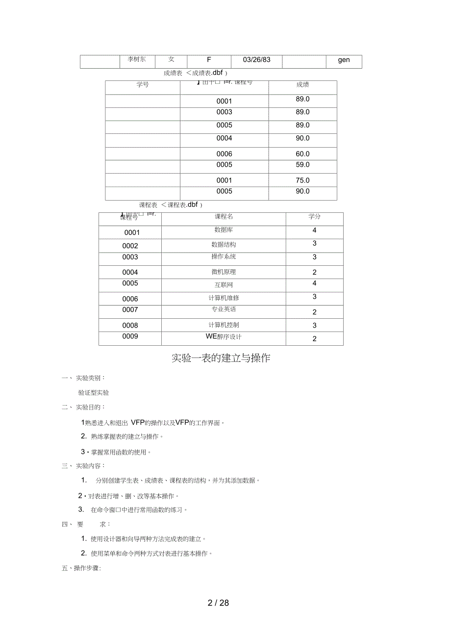 VFP实验指导书_第2页