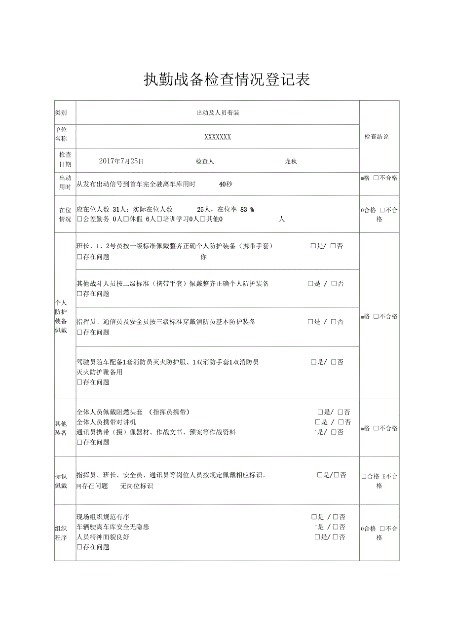 执勤战备检查情况登记表_第1页