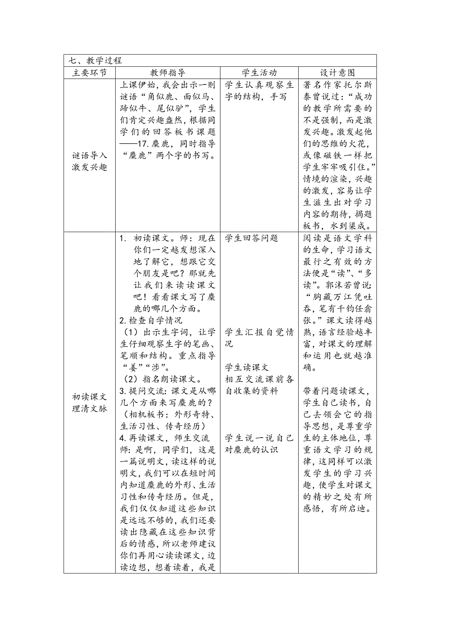 教育技术能力高级培训-作业1《麋鹿》项目学习教案设计_第2页