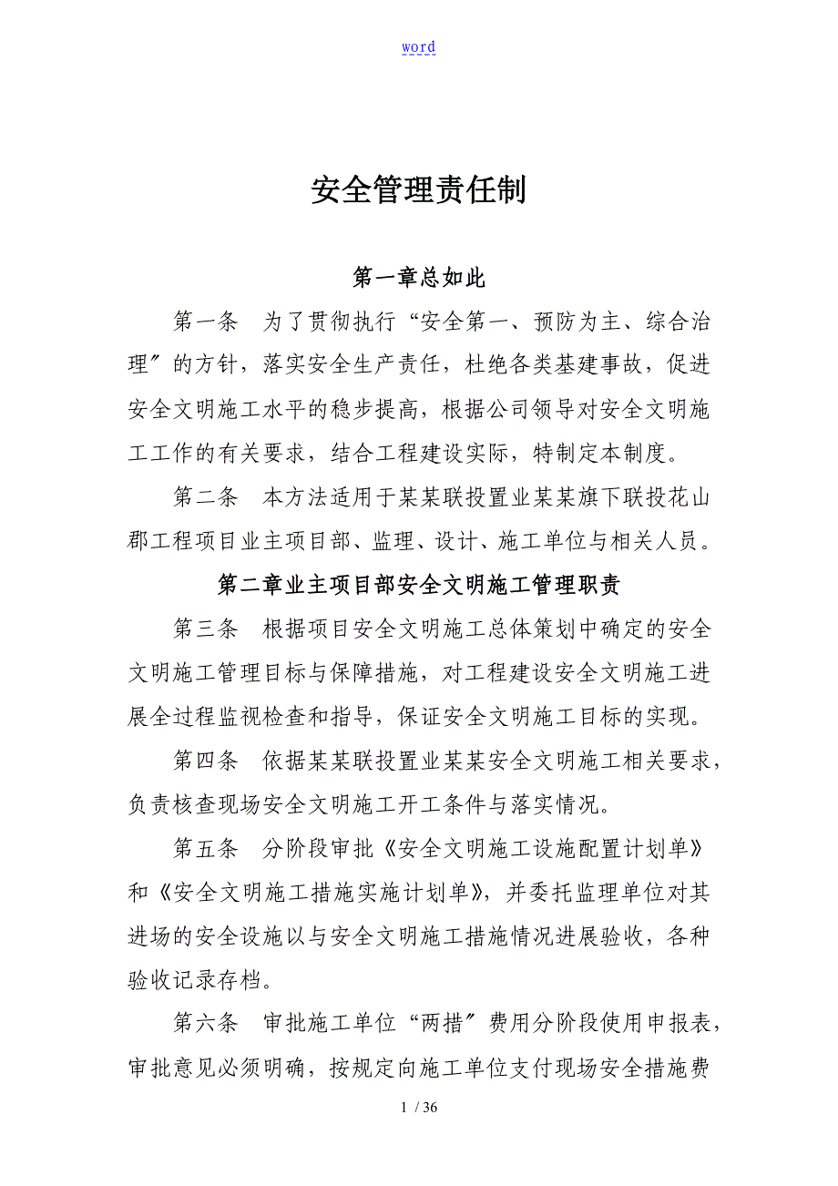 建设单位安全系统管理系统规章制度_第1页