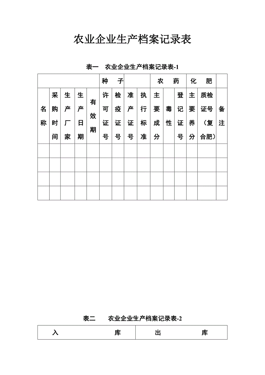 农业企业生产档案记录表_第1页