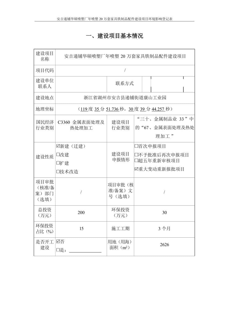 安吉递铺华硕喷塑厂年喷塑20万套家具铁制品配件建设项目环境影响报告.docx_第5页