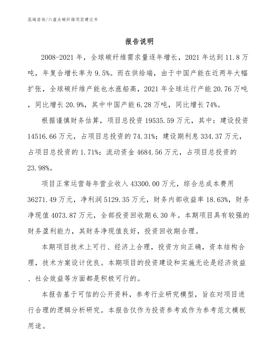 六盘水碳纤维项目建议书_第1页