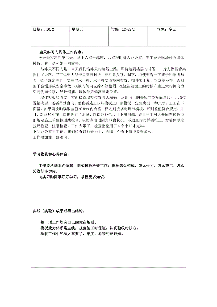 2023年电大建筑施工与管理专业毕业实践日志_第4页