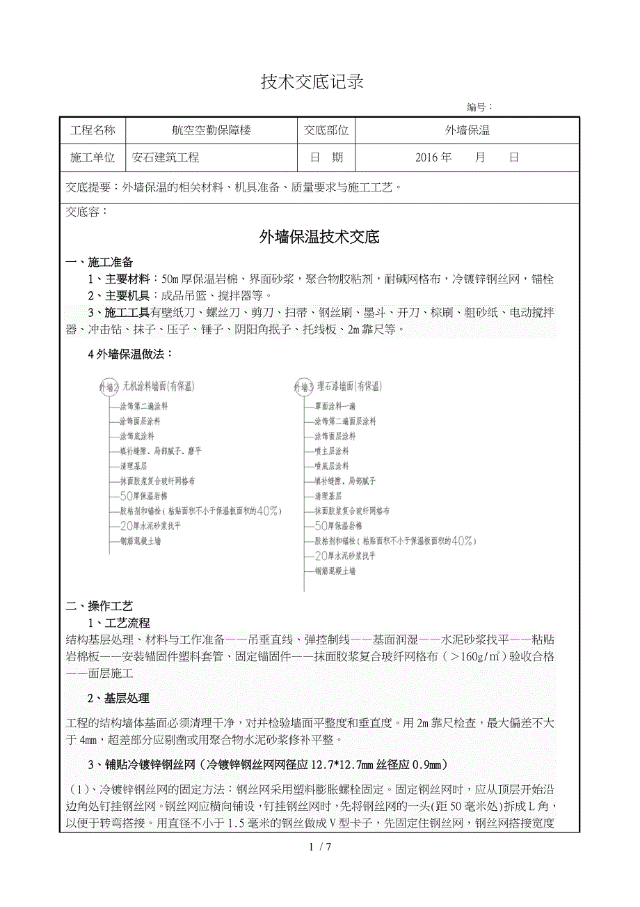 岩棉板外墙外保温施工技术交底大全_第1页