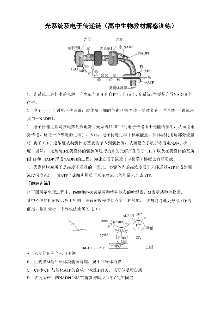 光系统及电子传递链_第1页