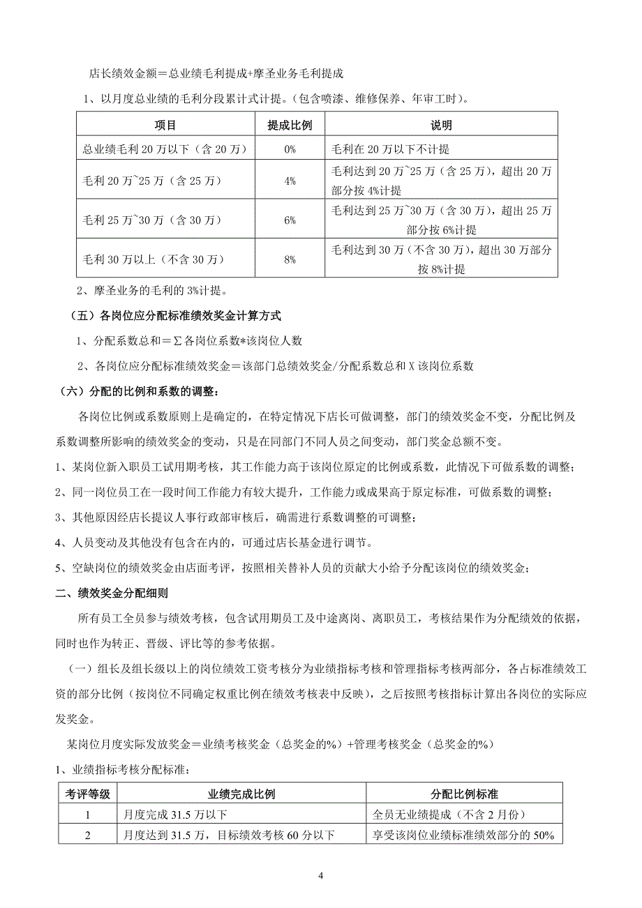 销售提成制度汽车维修绩效提成方案_第4页