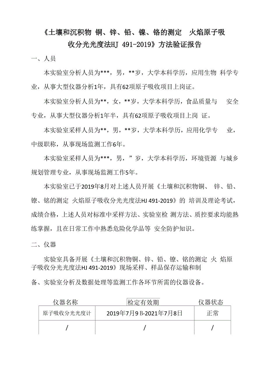 土壤和沉积物 铜、锌、铅、镍、铬的测定 火焰原子吸收分光光度法方法验证报告_第2页