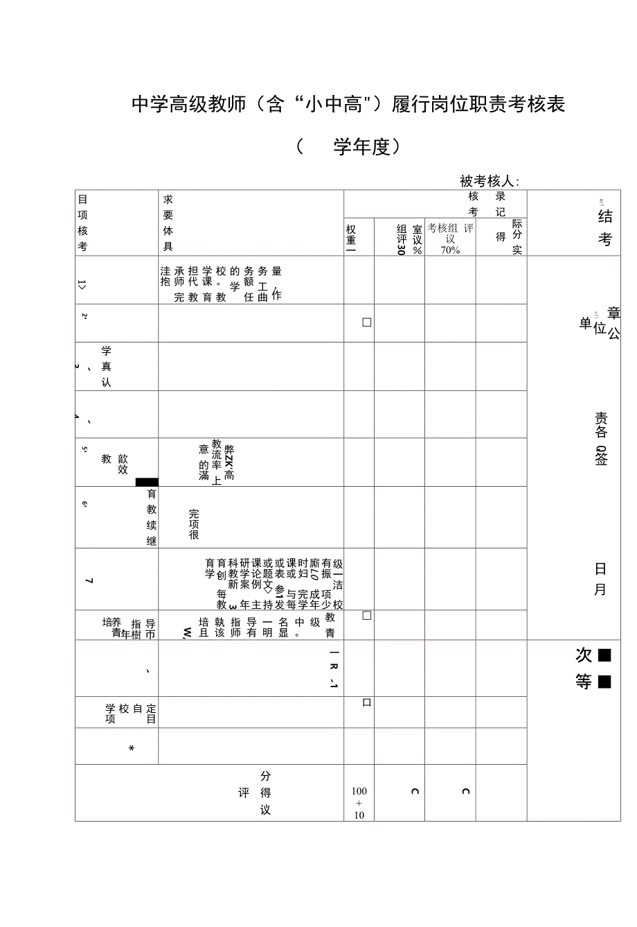 教职工师德表现考核表学年度_第4页