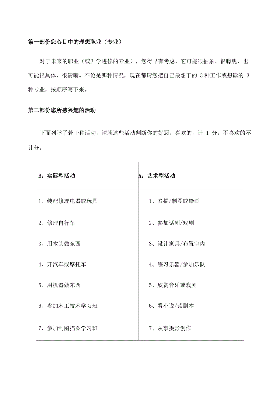 霍兰德职业兴趣量表带完整解释_第1页