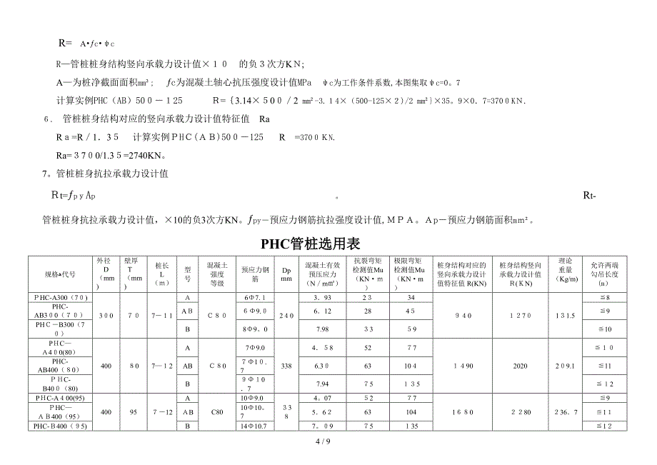 PHC管桩选用表(1)_第4页