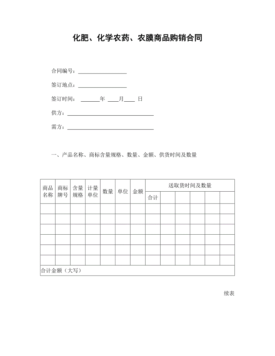 化肥、化学农药、农膜商品购销合同.doc_第1页