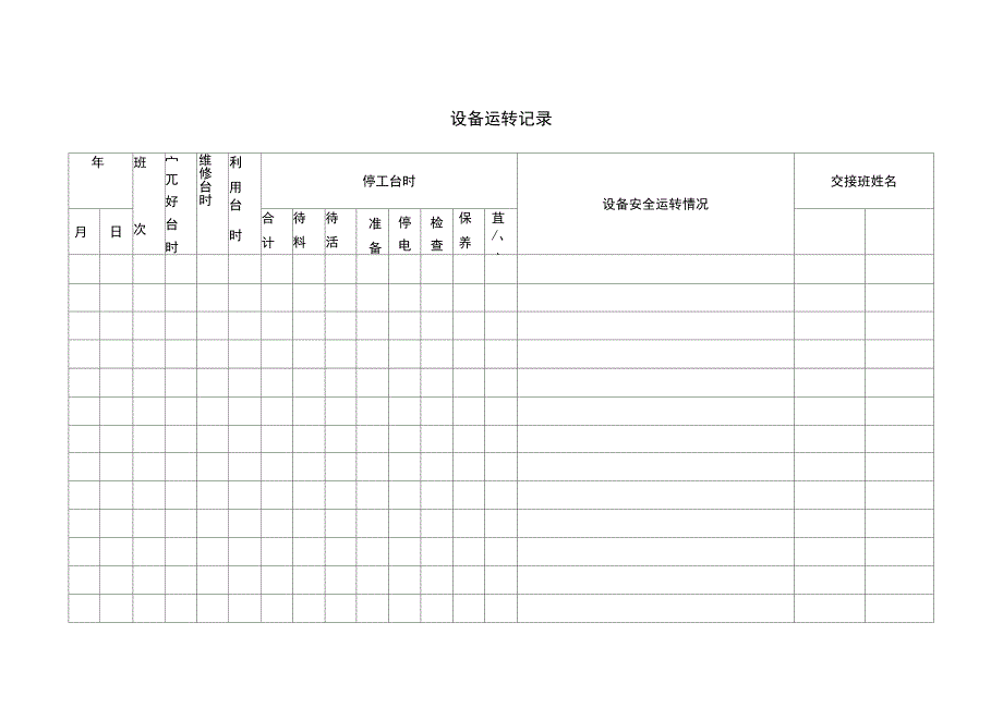 设备设施运行台账_第2页